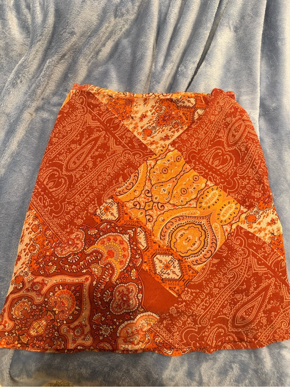 Nasty Gal Orange Paisley Patchwork Mini Skirt